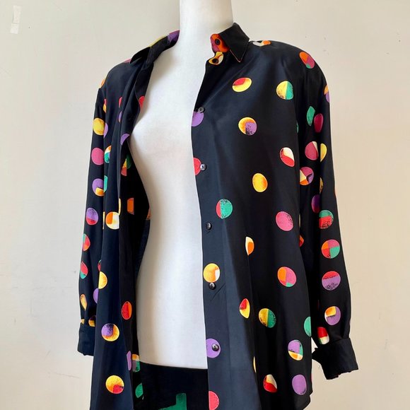 Vintage Eclectic Multi Colour Ladies Blouse by COMO STUDIO Size 10 - Picture 1 of 4